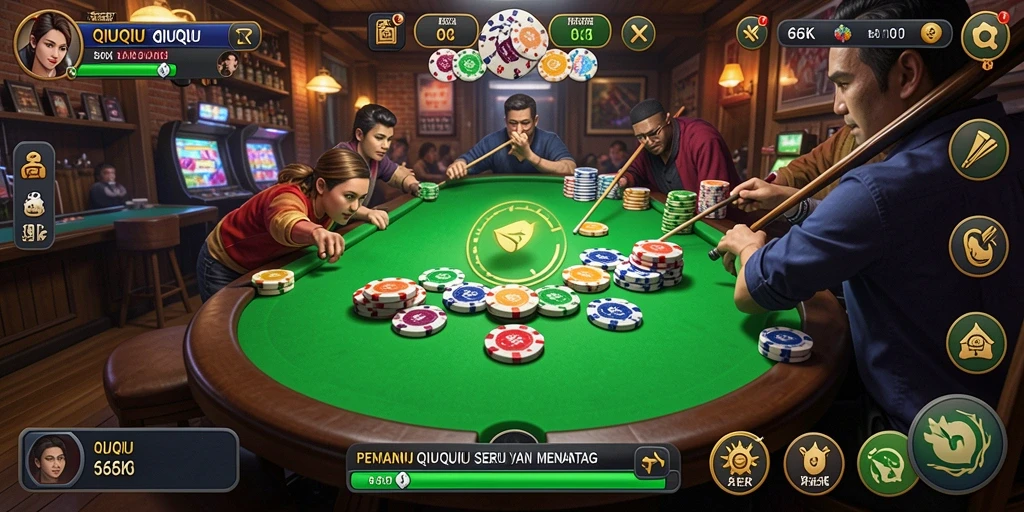 Tampilan gameplay seru QiuQiu di 66K yang mengasyikkan.