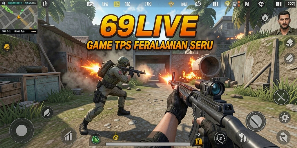 Screenshot 69LIVE menampilkan aksi gameplay TPS yang mendebarkan.
