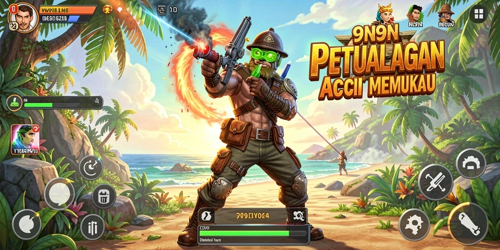 Screenshot gameplay aksi seru dalam 9N9N.