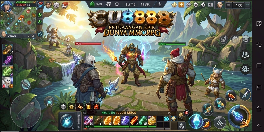 Screenshot CU888 menampilkan aksi pertempuran seru dalam game MMORPG.