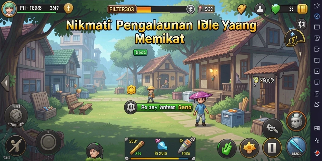 Screenshot utama FILTER303 menampilkan gameplay bersantai yang menarik.