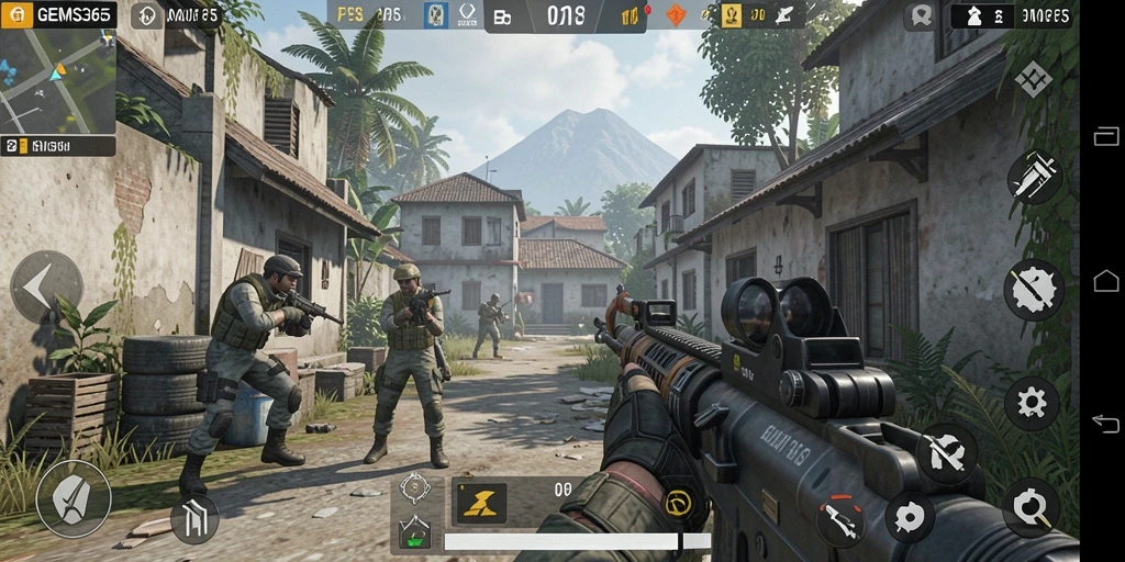 Tampilan gameplay GEMS365 yang seru dengan aksi menembak intens.