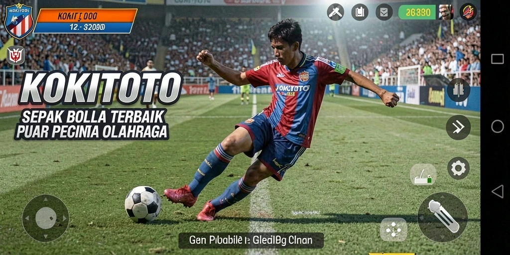 Screenshot KOKITOTO menampilkan aksi mendebarkan di lapangan sepak bola.