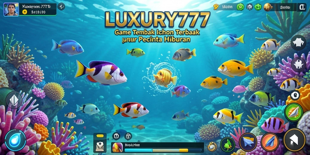 Screenshot LUXURY777 menunjukkan aksi menembak ikan yang mendebarkan.