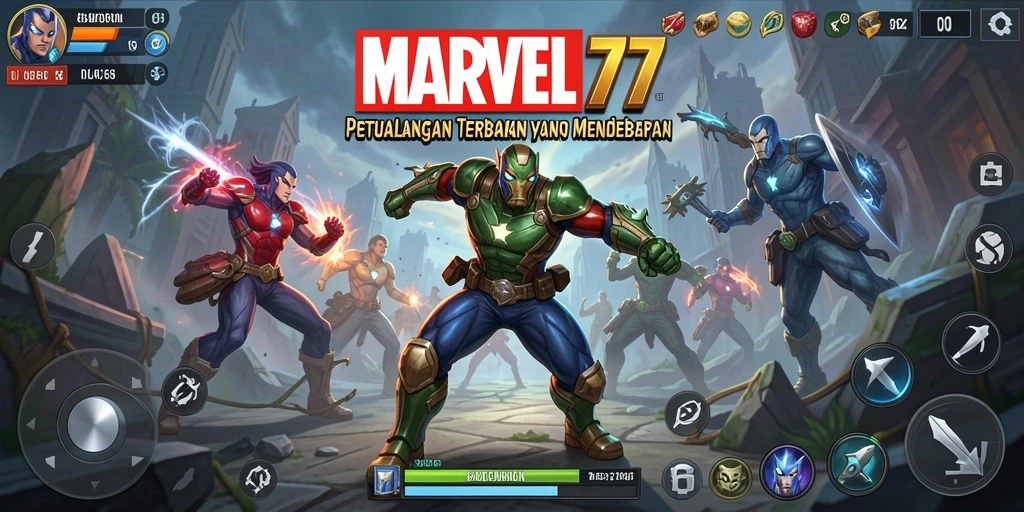Screenshot dari gameplay menakjubkan dalam dunia terbuka MARVEL77.