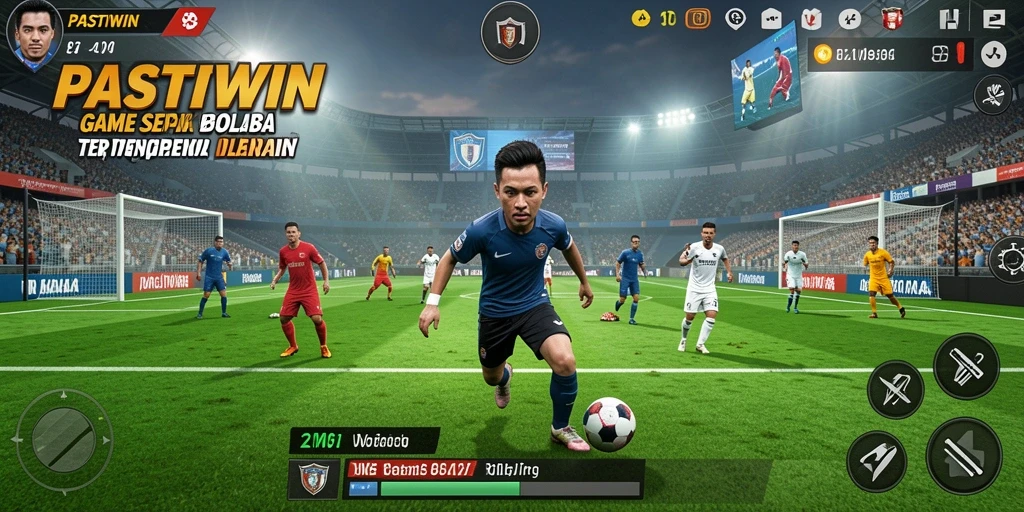 Tampilan gameplay sepak bola yang mendebarkan dan realistis di PASTIWIN.