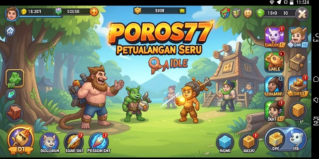 Tampilan gameplay seru dengan karakter unik dalam POROS77