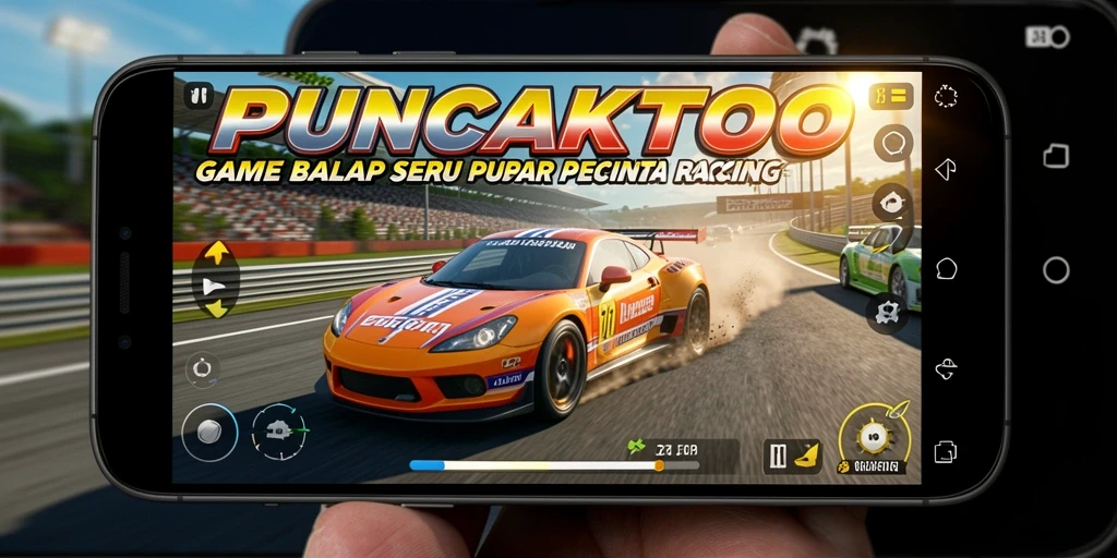 Screenshot PUNCAKTOTO menunjukkan aksi balap yang mendebarkan.