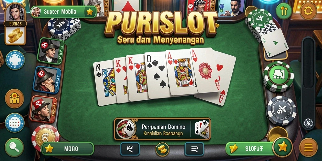 Tampilan gameplay seru dari PURISLOT yang menampilkan suasana permainan Domino.