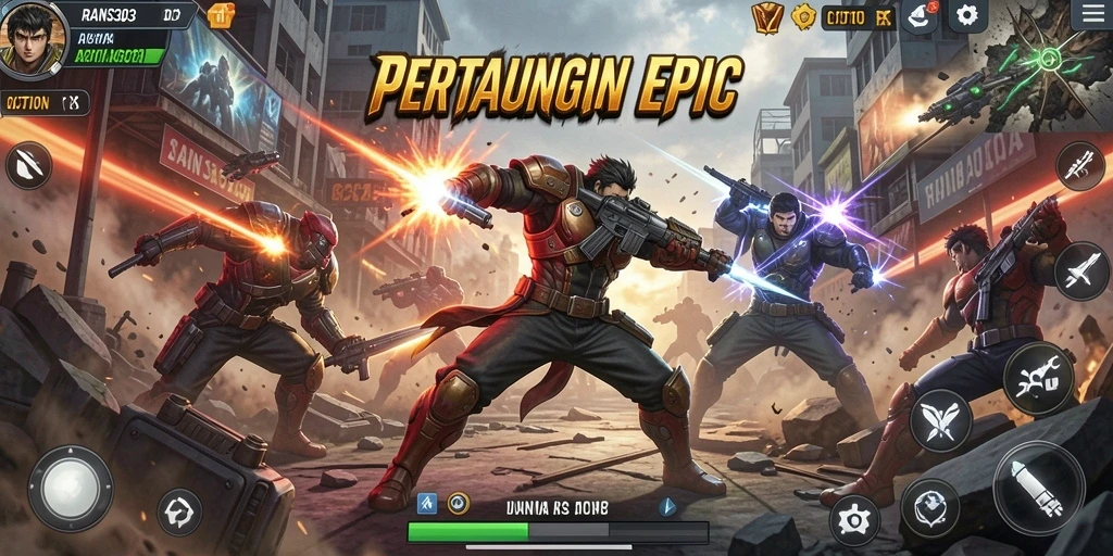 Screenshot RANS303 menampilkan pertarungan seru dengan efek visual yang menakjubkan.