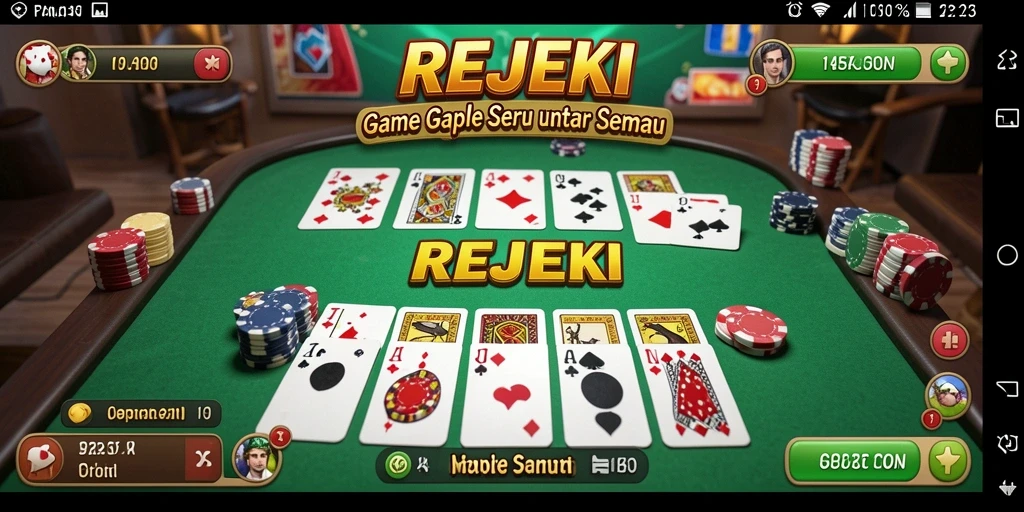 Tampilan gameplay seru dari REJEKI dengan kartu Gaple.