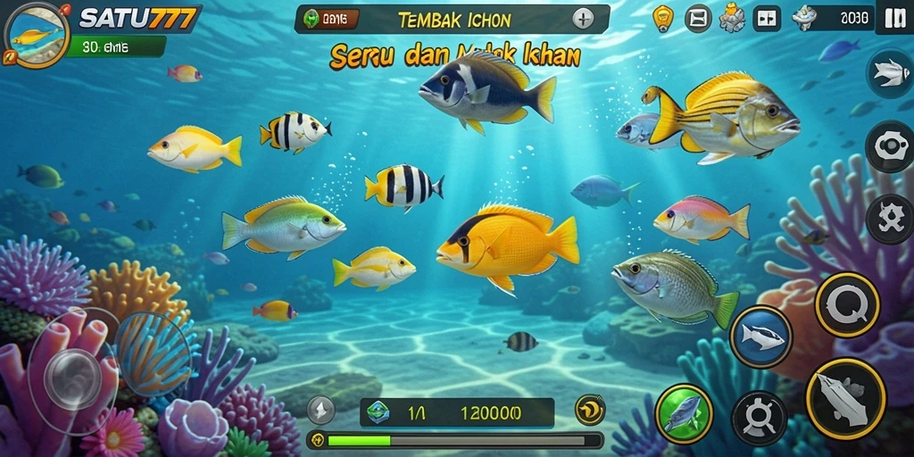 Screenshot SATU77 menampilkan serunya gameplay Tembak Ikan.
